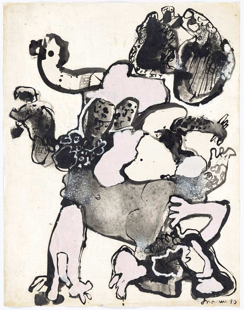 Amorphologie 11 (Amorfologi 11, gruppesex) - 44x56, acryl på papir, Bruxelles 1970