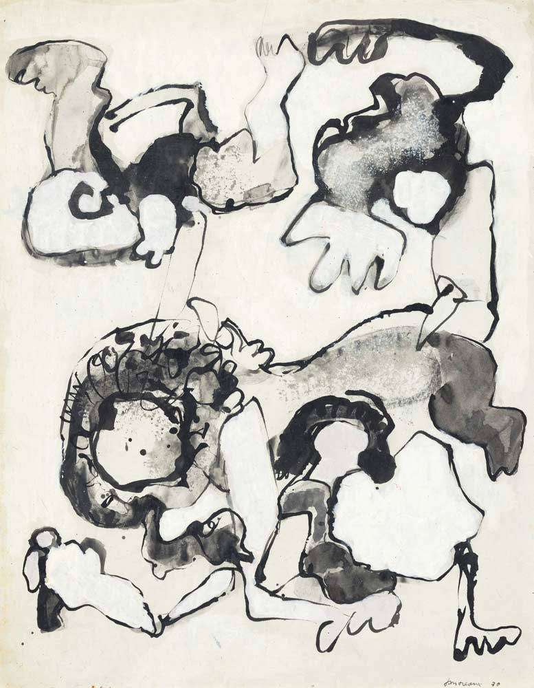 Amorphologie 16 (Amorfologi 16, gruppesex) - 44x56, acryl på papir, Bruxelles 1970