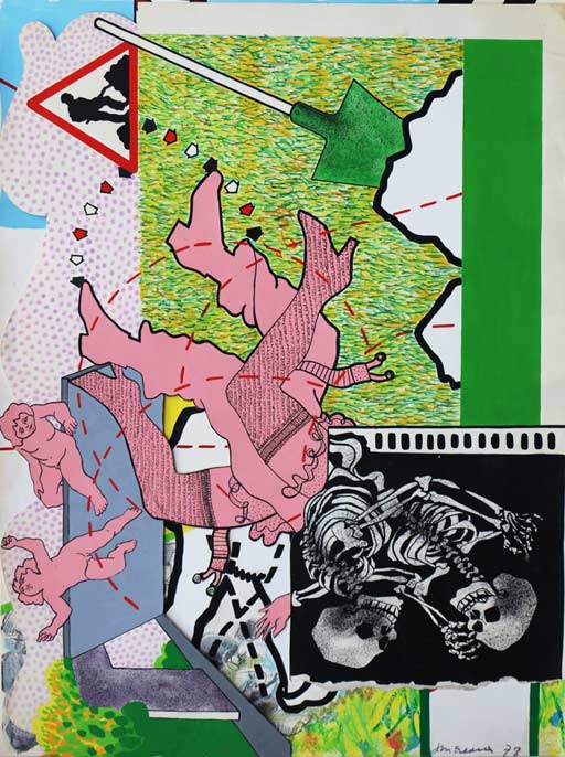 Dessin popart 06 (Popart tegning 06) 55x72, acryl, collage på karton, Castano Primo 1973