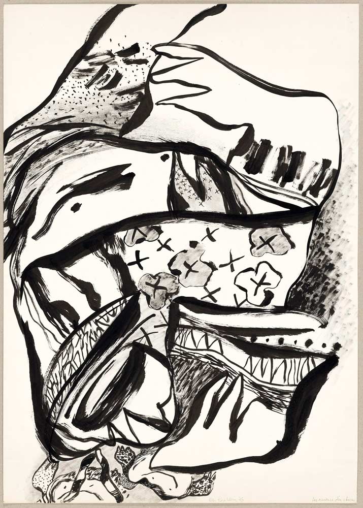 Les amours d'un chien I (En hunds kærlighedsaffærer I) 51x70, acryl på papir. Castano 1976