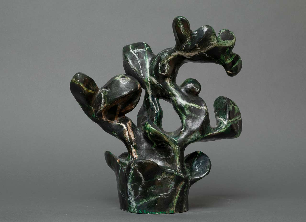 Kaktus - 25x20x35, skulptur i acrylpasta, acrylmaling. La Bussière 1983