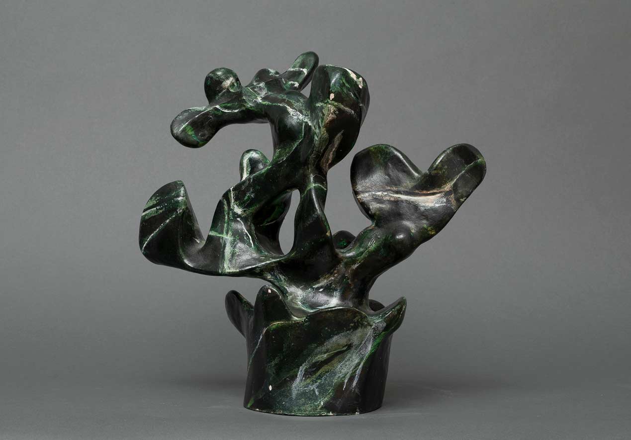 Kaktus - 25x20x35, skulptur i acrylpasta, acrylmaling. La Bussière 1983