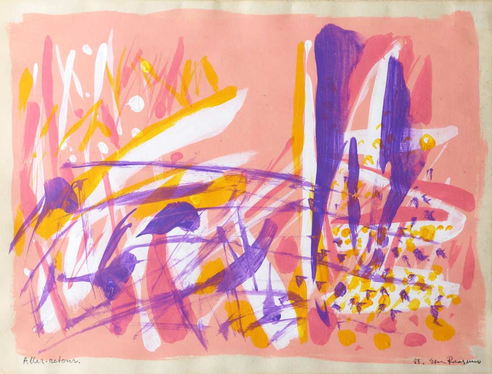 Aller-retour (Rundtur) 30x23, acryl på papir. La Bussière 1988