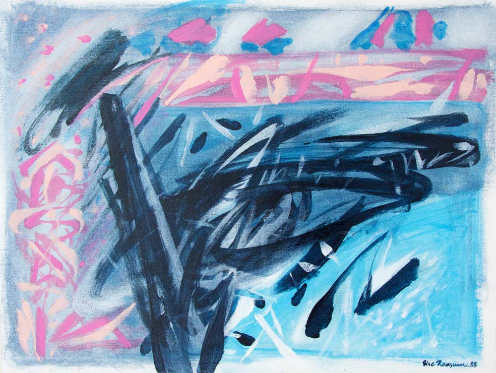 La mer (Havet) 45x65, acryl på papir. La Bussière 1988